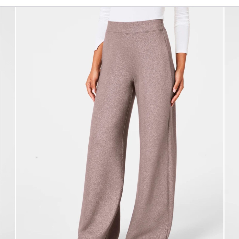 SPANX AIR ESSENTIALS WIDE LEG-NWT-amazing limited edition—-SILVER SHIMMER